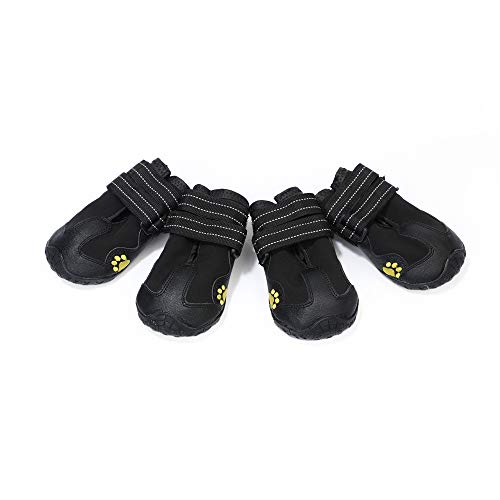 Zapatos al aire libre para perros, 4PCS Botines impermeables para correr para cachorros Protectores antideslizantes para patas de mascotas Zapatillas transpirables con velcro reflectante,Negro,8#