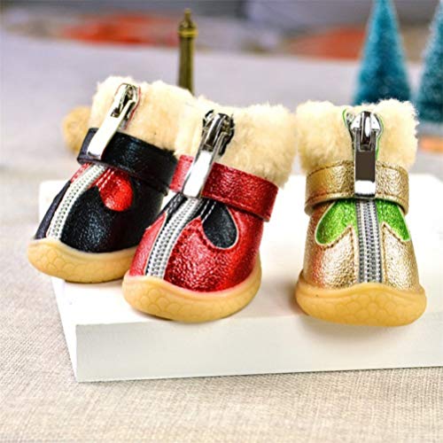 Zapatos de Invierno para Mascotas Zapatos Impermeables Antideslizantes para Perros con Cremallera Forma de corazón Artículos para Mascotas Botas de Nieve cálidas