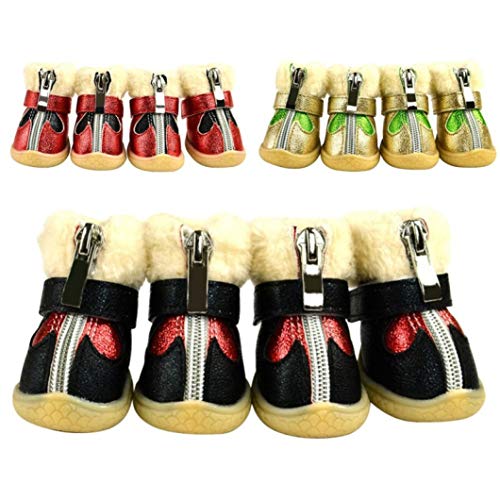 Zapatos de Invierno para Mascotas Zapatos Impermeables Antideslizantes para Perros con Cremallera Forma de corazón Artículos para Mascotas Botas de Nieve cálidas