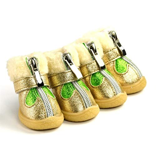 Zapatos de Invierno para Mascotas Zapatos Impermeables Antideslizantes para Perros con Cremallera Forma de corazón Artículos para Mascotas Botas de Nieve cálidas