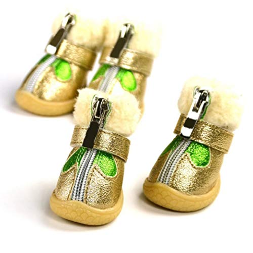 Zapatos de Invierno para Mascotas Zapatos Impermeables Antideslizantes para Perros con Cremallera Forma de corazón Artículos para Mascotas Botas de Nieve cálidas