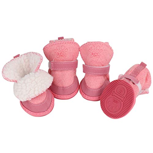 Zapatos para Perros Calientes Invierno Antideslizante Botas para Perros de Nieve Calzado Calcetines Productos para Mascotas Suministros Zapatos para Caminar para Perros 4pcs / Set