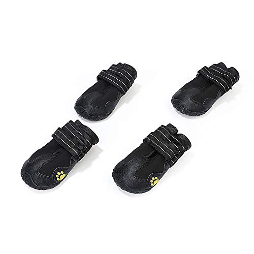 Zapatos para perros Paw Protector para perros medianos, grandes y resistentes al agua, resistentes y resistentes, antideslizantes, botas para perros, para todo tipo de clima, 4 piezas por Alxcio