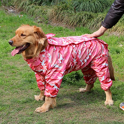 zhxinashu Impermeable de Camuflaje para Perros Mascota Impermeable de Camuflaje de Cuatro Patas para Perros Pequeños y Medianos（Camuflaje Rojo NO 28）