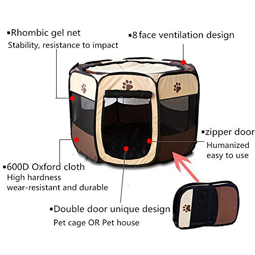 ZKBD-XTQ Carpa Plegable portátil para Mascotas Casa Perro Gato Cachorro Hogar al Aire Libre Impermeable Transpirable Tienda Octogonal Parque Infantil Kennel Cage-Style-2_L