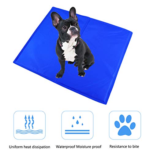 ZLBPET Alfombrilla Refrescante para Mascotas Almohadilla de Gel Activa Almohadilla Fresca de Verano Colchón para Mascotas La Alfombra Cómodo y Fresco No Tóxico,Blue,40 * 50CM