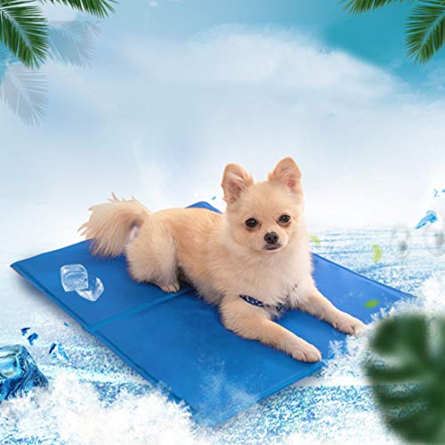 ZLBPET Alfombrilla Refrescante para Mascotas Estera de Enfriamiento para Perros y Gatos Gel Activo Colchón de Verano Cojin para Sofa Cómodo y Fresco No Tóxico,Blue,M65*50cm