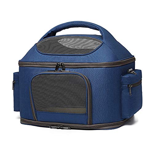 ZLYCZW Bolsa de Viaje para Mascotas, Bolsa Plegable portátil para Mascotas con bisagra de Seguridad y Bolsa Lateral, Mochila para Mascotas para Acampar al Aire Libre,Blue