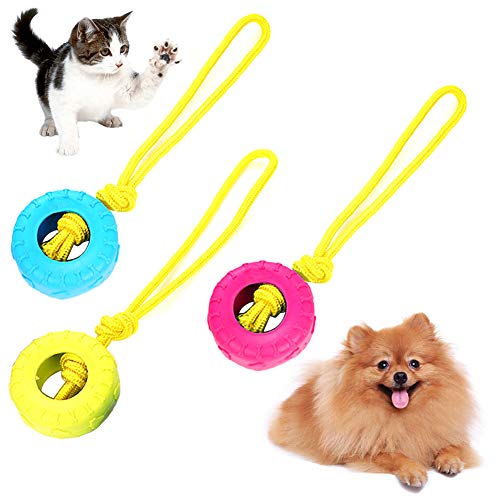 zNLIgHT Juguete de masticación para Mascotas, Perros, Gatos, Cachorros, Cuerda de algodón para neumáticos, balón Molar, Resistente a mordidas, Color Azul