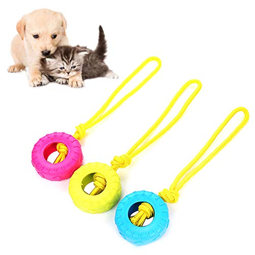 zNLIgHT Juguete de masticación para Mascotas, Perros, Gatos, Cachorros, Cuerda de algodón para neumáticos, balón Molar, Resistente a mordidas, Color Azul