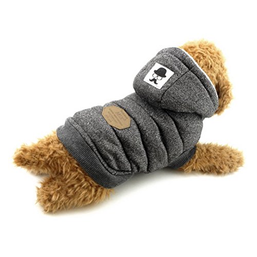 Zunea Chaleco de Perro pequeño Forro Polar Forrado Abrigo de Invierno cálido Chaqueta de Cachorro con Capucha a Prueba de Viento Mascota Chihuahua Sudadera Ropa de Perrito Prendas de Vestir Gris XXL