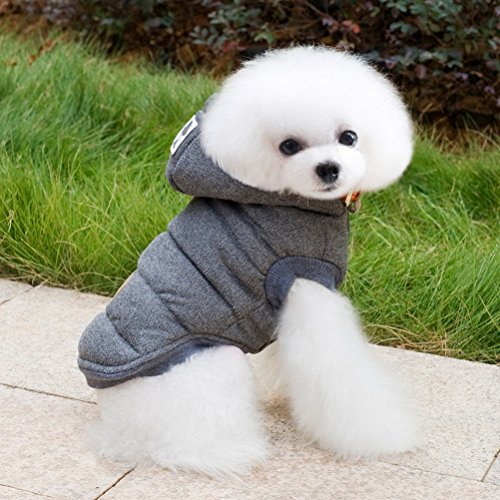 Zunea Chaleco de Perro pequeño Forro Polar Forrado Abrigo de Invierno cálido Chaqueta de Cachorro con Capucha a Prueba de Viento Mascota Chihuahua Sudadera Ropa de Perrito Prendas de Vestir Gris XXL