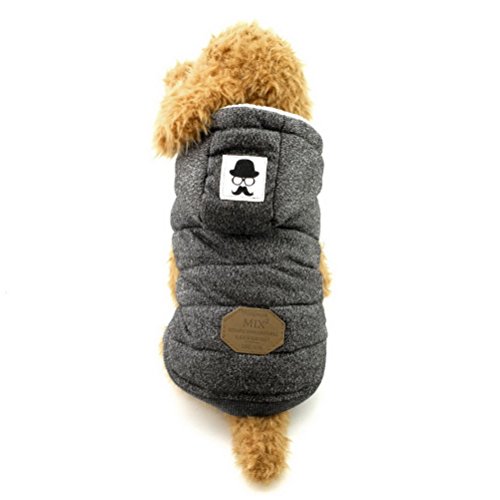 Zunea Chaleco de Perro pequeño Forro Polar Forrado Abrigo de Invierno cálido Chaqueta de Cachorro con Capucha a Prueba de Viento Mascota Chihuahua Sudadera Ropa de Perrito Prendas de Vestir Gris XXL