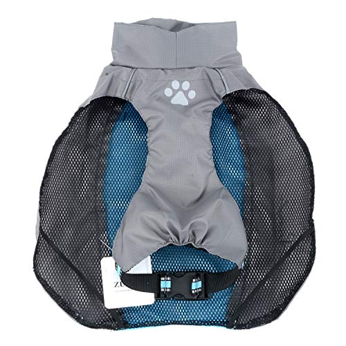 Zunea Impermeable Chubasqueros para Perros Grande Mediano Reflectante Chaleco Ligero con Forro de Malla Transpirable Chaqueta de Seguridad para Lluvia Resistente al Viento Ropa Azul 9XL