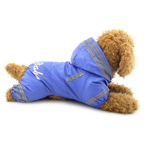 Zunea pequeño Perro Impermeable con Capucha de Malla Impermeable Forrado Cachorro Slicker Ropa de Lluvia Perrito Mascota Traje de Lluvia/Traje de Chaqueta Ropa Azul S