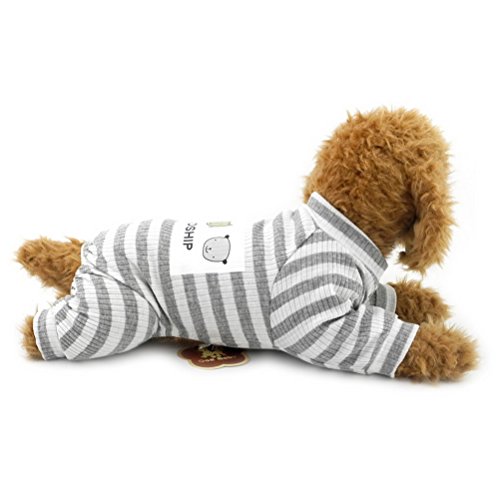 Zunea Stripe Pijamas para Perros pequeños Cotton Puppy Jumpsuit Sweatshirts Acogedores Trajes Soft Leisure otoño Mascotas Cat Doggy Apparel Gray L