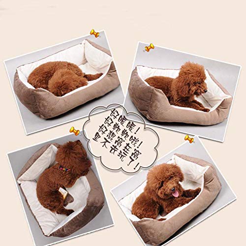 ZZmeet - Cama para Perro de Peluche con Forma de caseta de Perro Grande, para Cachorros, cálida y acogedora casa de Perro con Nido de Peluche, Color marrón