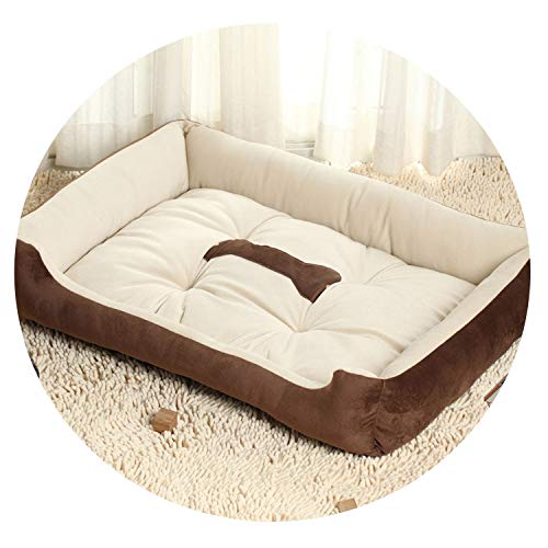 ZZmeet - Cama para Perro de Peluche con Forma de caseta de Perro Grande, para Cachorros, cálida y acogedora casa de Perro con Nido de Peluche, Color marrón