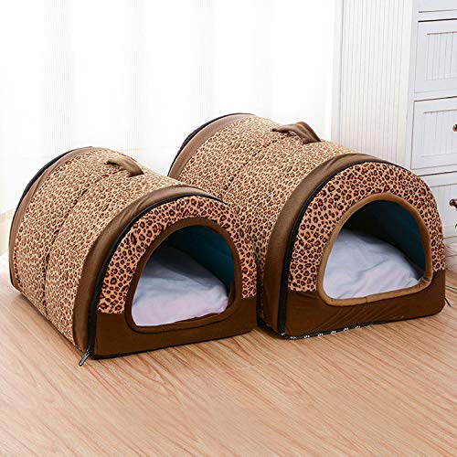 ZZmeet Casa de Perro Nido con Alfombra Plegable para casa, Cama para Perro, Gato, Cachorro, Perrera para Perros pequeños, medianos Animales, Cama Chihuahua, cojín de 35 cm x 26 cm x 28 cm