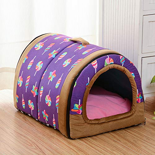 ZZmeet Casa de Perro Nido con Alfombra Plegable para casa, Cama para Perro, Gato, Cachorro, Perrera para Perros pequeños, medianos Animales, Cama Chihuahua, cojín de 35 cm x 26 cm x 28 cm