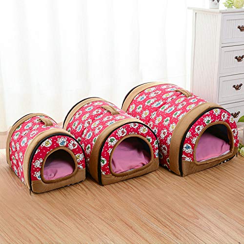 ZZmeet Casa de Perro Nido con Alfombra Plegable para casa, Cama para Perro, Gato, Cachorro, Perrera para Perros pequeños, medianos Animales, Cama Chihuahua, cojín de 35 cm x 26 cm x 28 cm