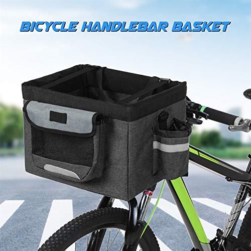 ZZYUBB Accesorios del Gato del Perro del Animal Doméstico del Cesta De Bicicleta Bicicleta Montar Bicicleta Bolsa De Manillar Delantero Bolsa Caja De Carga 10Kg (Color : Black, Size : L)