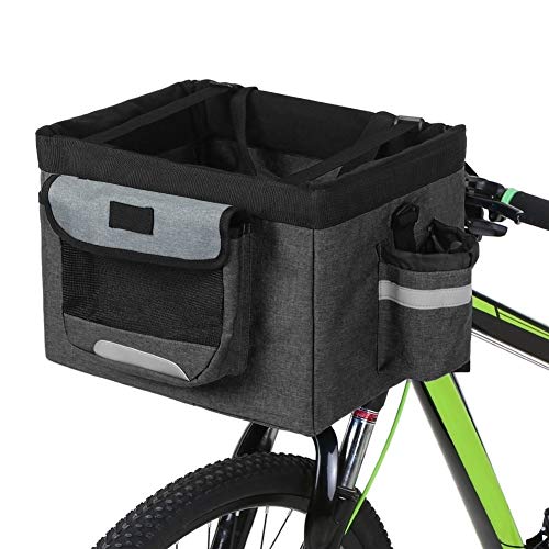 ZZYUBB Accesorios del Gato del Perro del Animal Doméstico del Cesta De Bicicleta Bicicleta Montar Bicicleta Bolsa De Manillar Delantero Bolsa Caja De Carga 10Kg (Color : Black, Size : L)