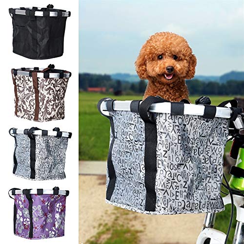 ZZYUBB Asiento Bolsa del Animal Doméstico Cesta De Bicicleta Bolsa For El Perro Gato Perro Mascota De La Bicicleta De La Bici del Gato Bolsas De Aleación De Aluminio Delantera De La Bicicleta Bolsa