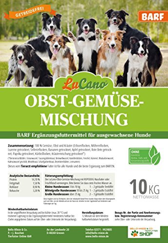 10 kg My Choice Perros barf Complemento Forro copos de frutas + verduras | sin cultivos