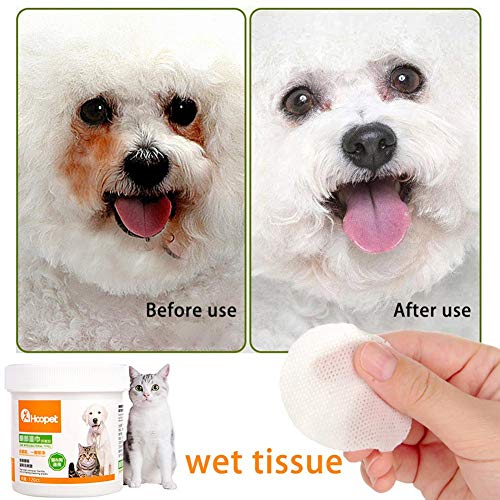 120Pcs Mascotas Perros Gatos Limpiador de Manchas de lágrimas Toallas No Tejidas Limpieza de Ojos para Mascotas Toallitas de Aseo Bichon Teddy Eliminar Manchas de Piel Mucosidad Saliva