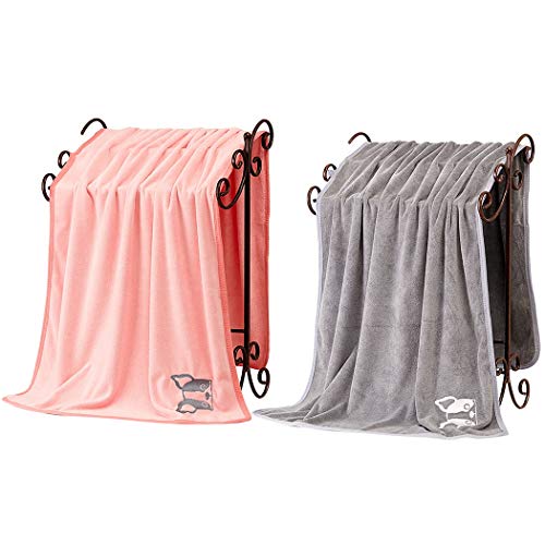 70cm * 140cm Toalla Perrito Del Gato Del Perro De Microfibra Fuerte Absorción De La Toalla De Baño De Agua Secos For Mascotas Toallas Pelo De Perro Manta 1pcs De Colchones ( Color : Pink , Size : L )