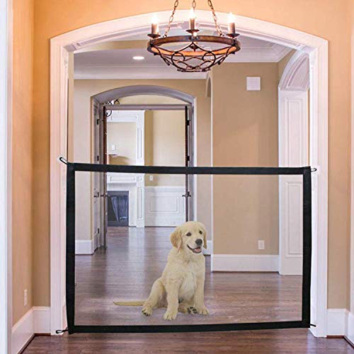 Abnaok Magic Gate Perro Safe Guard, portátil Plegable Pet Aislamiento Net Kids Seguridad Puertas Guardia, Mantener a los Perros lejos de Arriba y Interior (43.3 Pulgadas x 28.3 Pulgadas)