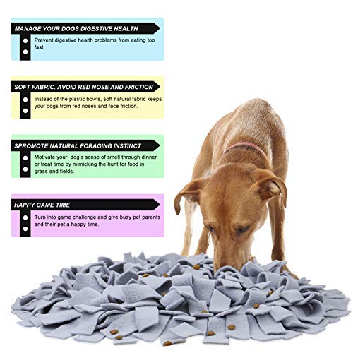 AK KYC Dog Snuffle Mat Pet Nosework Entrenamiento de alimentación Lenta Jugar Puppy Cat Juegos interactivos de Rompecabezas Divertidos Manta Plegable(Gris)