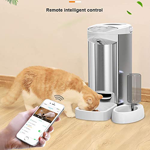 Alimentador Inteligente, Alimentador Automático De Perros Y Gatos, Alimentador Automático De Mascotas Programable por Temporizador, Cámara HD para Grabación De Voz Y Video, para iPhone Y Android