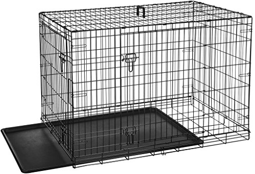 AmazonBasics - Jaula plegable de metal para mascota (dos puertas, 122 cm largo)