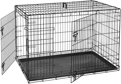 AmazonBasics - Jaula plegable de metal para mascota (dos puertas, 122 cm largo)