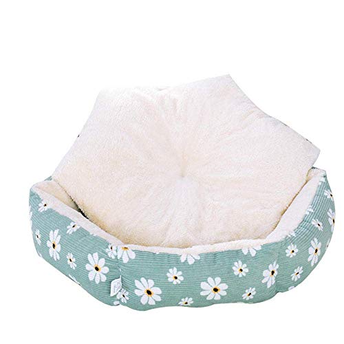 Amiiaz Cama Perro Cama calmante Cojín Hexágono Lavable Cama para Mascotas Cojín de Cachorros sofá para Cachorros Cama de Perros Gatos Alivio ortopédico Mejorado-S Verde