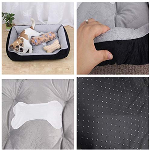 AMURAO Cama para Perros de Todas Las Estaciones Casa de Cachorros de vellón Suave con Manta Hueso Almohada Nido Almohada de Gato de ratán de enfriamiento de Verano