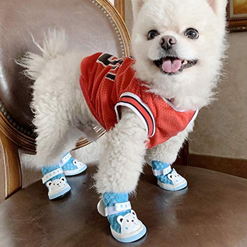 AMURAO Zapatos de Verano Lindos para Caminar para Perros Zapatillas de Deporte Antideslizantes para Cachorros Botas Sandalias Transpirables Suministro de Mascotas