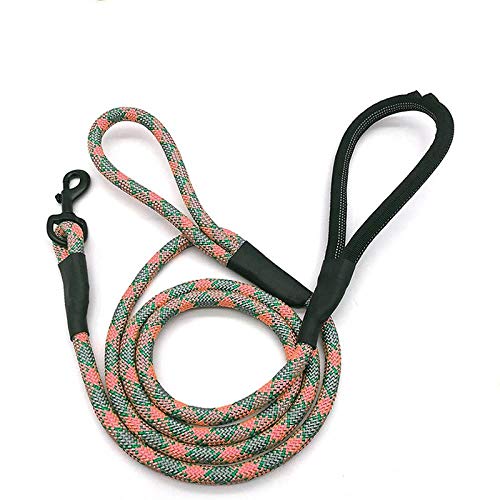 AOMEO Collar De Perro Mascota Doble Asa Llena De Nylon Cuerda De Tracción Correa De Cadena De Perro Rosa Geeignet für Kleine, mittlere Oder große Hunde Benutzerdefinierte Größe