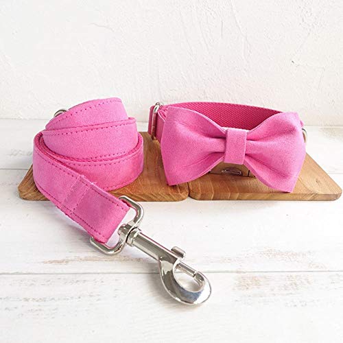 AOMEO Conjunto De Lazo con Correa para Collar De Perro Mascota - Ante Rosa Geeignet für Kleine, mittlere Oder große Hunde Benutzerdefinierte Größe