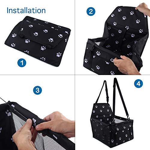 Asiento de Coche para Perros y Gatos,Bolsa Resistente al Agua con Seguridad para Viaje de Mascotas (Negro1)