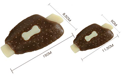 Baige Molar de Perro, Forma de Cabeza de Perro de Pata de Pollo, combinación de Comer y Jugar para Mascotas, Juguete de mordedura de Perro de Goma de Piel de Vaca