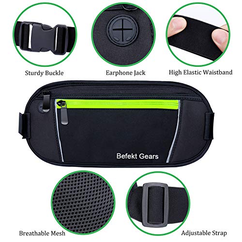 Befekt Gears Riñonera Deportiva, Riñonera Running Mujer Hombre Impermeable con Bandas Reflectantes Agujero del Auricular Ideal para 6,5 Pulgadas de móvil iPhone XS MAX/X, Xiaomi, Huawei etc.