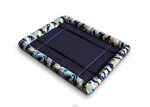 Bert-Collins pet beds Cama del Animal doméstico Cama Mat Camuflaje Mascota Perro Camas de colchones para Perros Grandes Amortiguador de la Manta Cesta Suministros, Negro, M