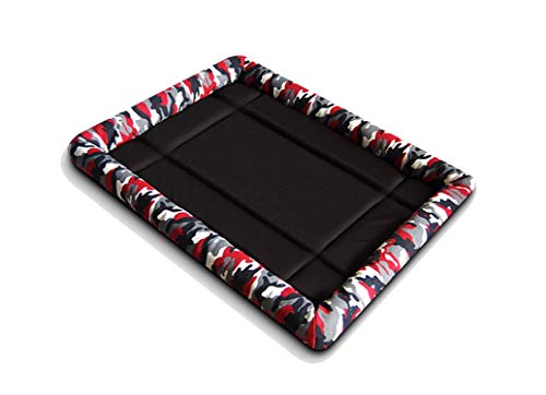 Bert-Collins pet beds Cama del Animal doméstico Cama Mat Camuflaje Mascota Perro Camas de colchones para Perros Grandes Amortiguador de la Manta Cesta Suministros, Negro, M