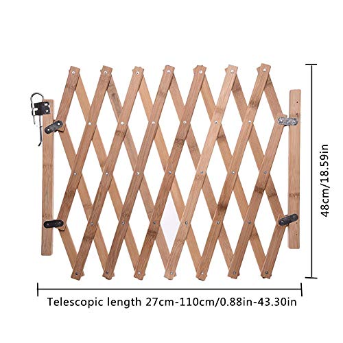 bestlle Barrera de Seguridad Plegable para Mascotas, Puerta corredera retráctil de Madera para Perros pequeños y medianos