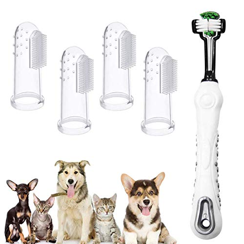 Bigbigjk Cepillo de Dientes para Perros, Cepillo de Dientes para Mascotas, de Silicona, Limpiador de Dientes para Perros y Gatos, de Caucho Natural