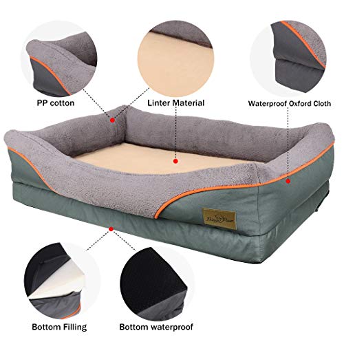 BingoPaw Cama de Espuma Viscoelástica para Perros 74 x 60 x 20cm Colchón Ortopédico para Mascotas Cama para Perros Impermeable y Lavable