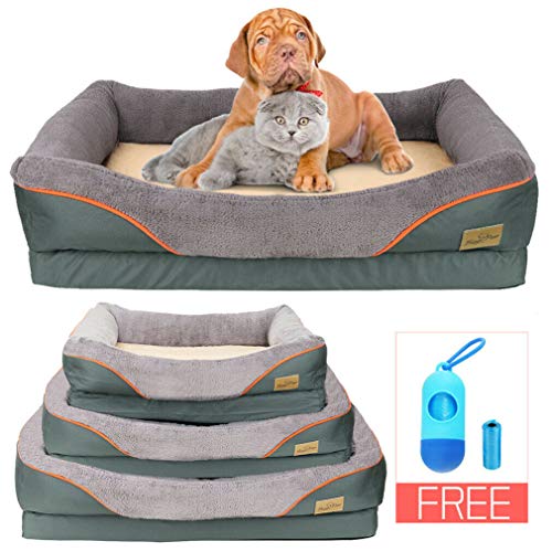 BingoPaw Cama de Espuma Viscoelástica para Perros 74 x 60 x 20cm Colchón Ortopédico para Mascotas Cama para Perros Impermeable y Lavable